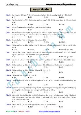 Toán 11 - Phép đếm  Hoán vị  Tổ hợp  Chỉnh hợp